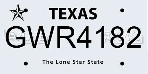 GWR4182 Texas License Plate