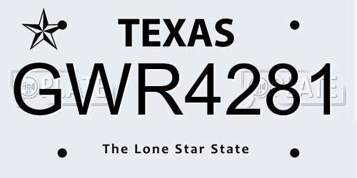 GWR4281 Texas License Plate