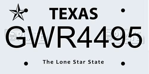 GWR4495 Texas License Plate