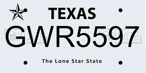 GWR5597 Texas License Plate
