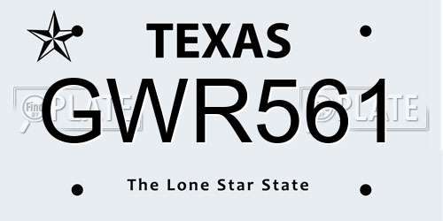 GWR561 Texas License Plate