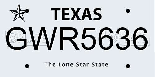 GWR5636 Texas License Plate