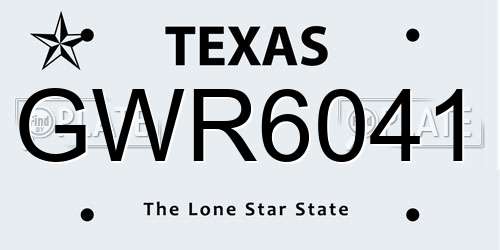 GWR6041 Texas License Plate
