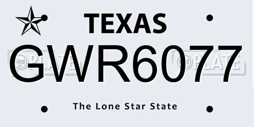 GWR6077 Texas License Plate