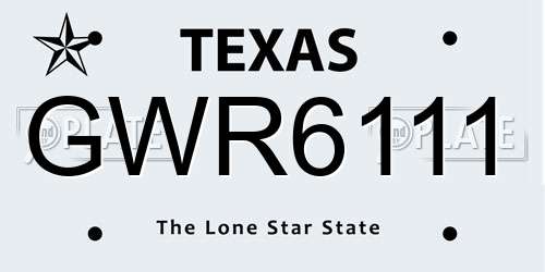 GWR6111 Texas License Plate