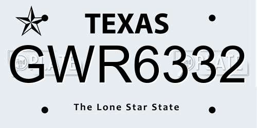 GWR6332 Texas License Plate