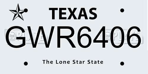 GWR6406 Texas License Plate