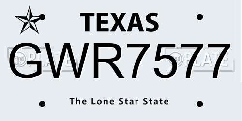 GWR7577 Texas License Plate