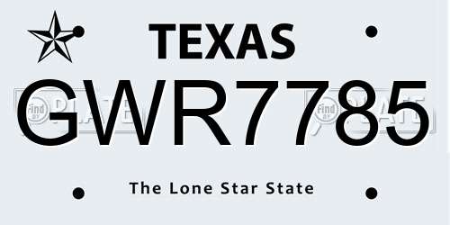 GWR7785 Texas License Plate