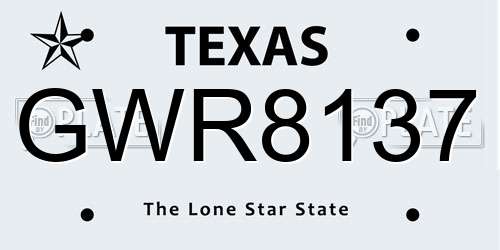 GWR8137 Texas License Plate