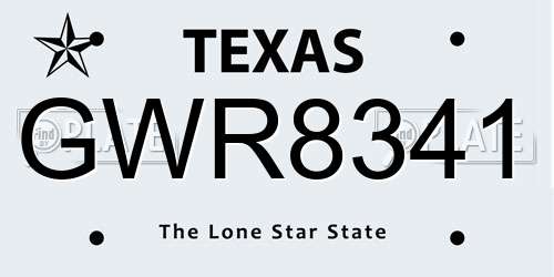 GWR8341 Texas License Plate