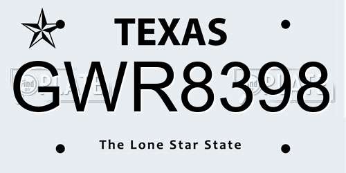 GWR8398 Texas License Plate