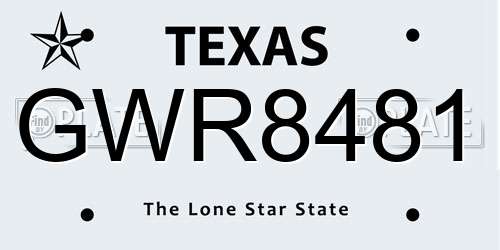 GWR8481 Texas License Plate