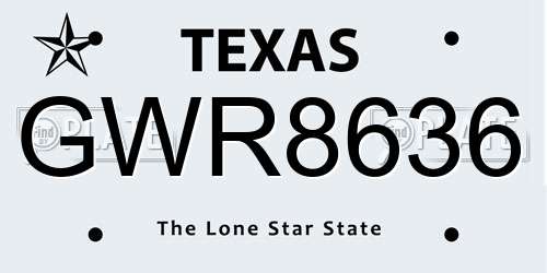 GWR8636 Texas License Plate