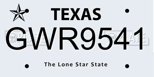 GWR9541 Texas License Plate