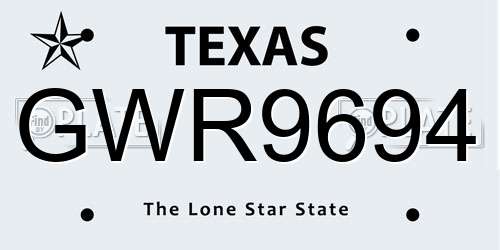 GWR9694 Texas License Plate