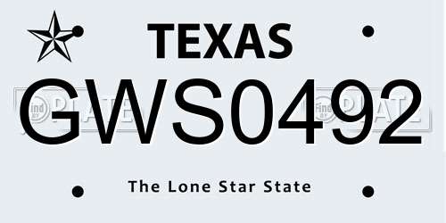 GWS0492 Texas License Plate