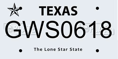 GWS0618 Texas License Plate