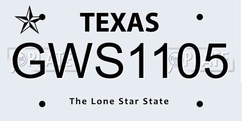 GWS1105 Texas License Plate