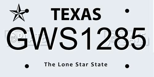 GWS1285 Texas License Plate