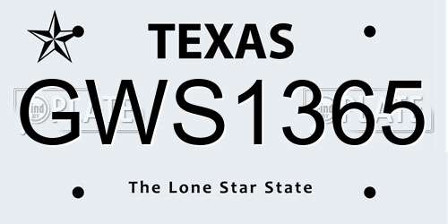 GWS1365 Texas License Plate