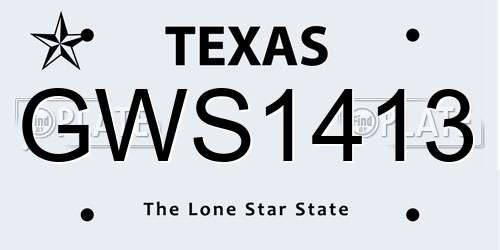 GWS1413 Texas License Plate