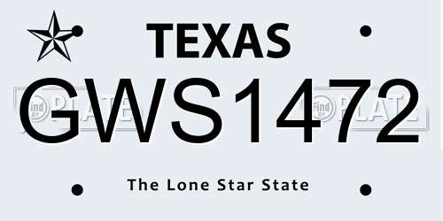GWS1472 Texas License Plate