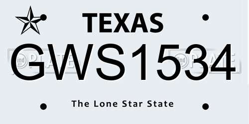GWS1534 Texas License Plate