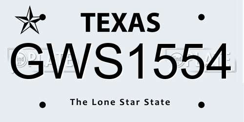 GWS1554 Texas License Plate
