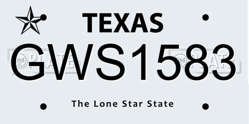 GWS1583 Texas License Plate