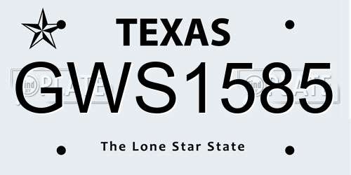 GWS1585 Texas License Plate