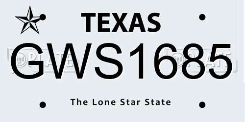 GWS1685 Texas License Plate