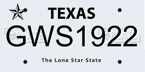 GWS1922 Texas License Plate