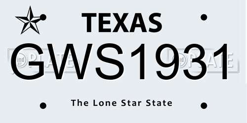 GWS1931 Texas License Plate