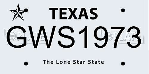 GWS1973 Texas License Plate