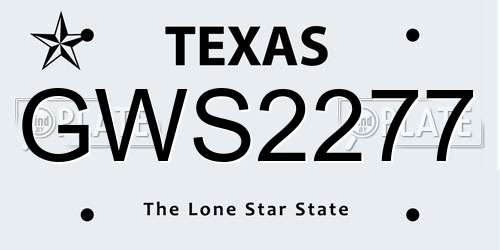 GWS2277 Texas License Plate