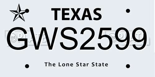 GWS2599 Texas License Plate