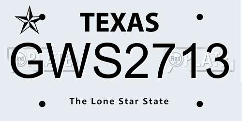 GWS2713 Texas License Plate