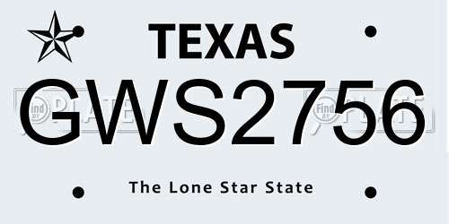 GWS2756 Texas License Plate