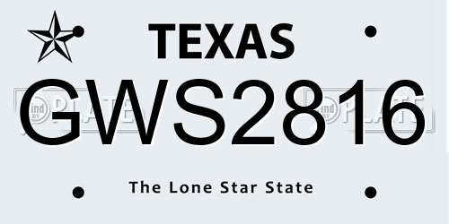 GWS2816 Texas License Plate