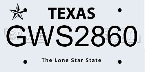 GWS2860 Texas License Plate