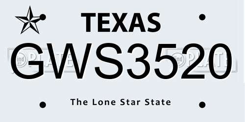 GWS3520 Texas License Plate