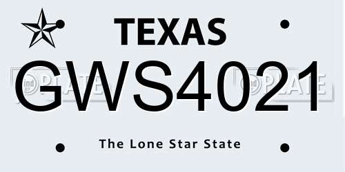 GWS4021 Texas License Plate