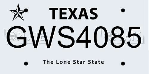 GWS4085 Texas License Plate