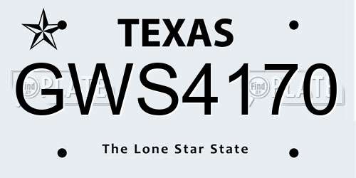 GWS4170 Texas License Plate