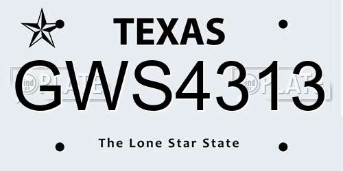 GWS4313 Texas License Plate