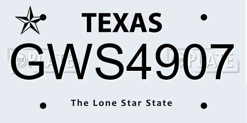 GWS4907 Texas License Plate
