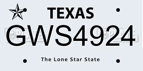 GWS4924 Texas License Plate