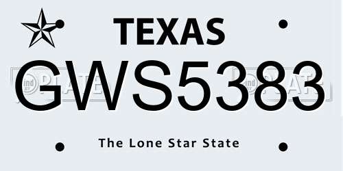 GWS5383 Texas License Plate