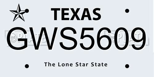 GWS5609 Texas License Plate